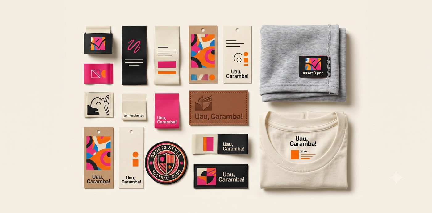 Etiquetas têxteis, tags e patch de couro personalizados Uau, Caramba!